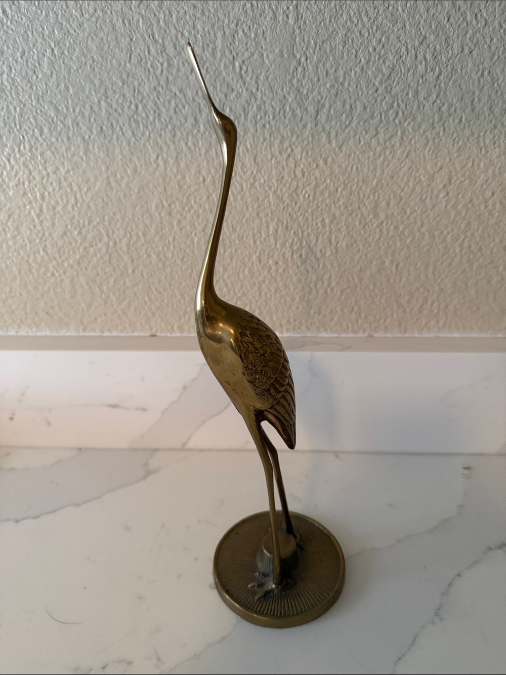 Vintage Brass Crane Figurine